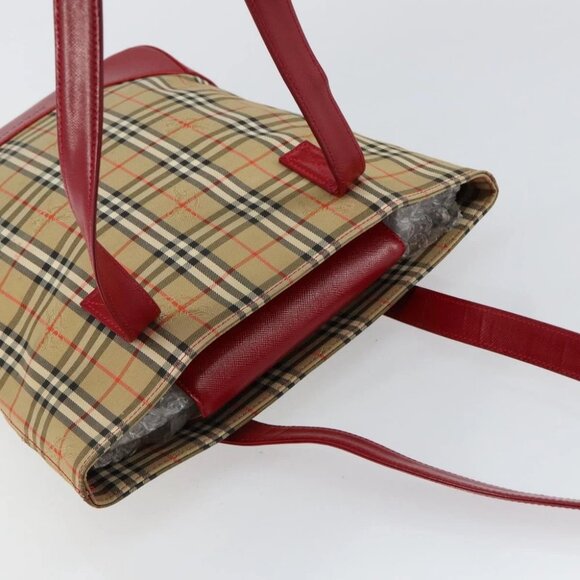 BURBERRY Nova Check Tote Bag Canvas Beige Gold